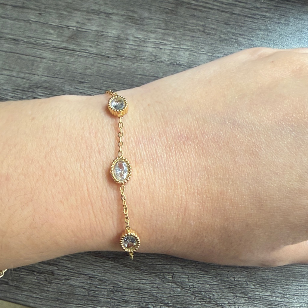 Gold Plated Stainless Steel 3 Oval Bracelet